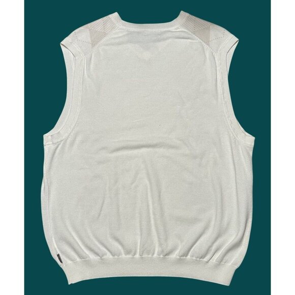 Izod‎ Golf Cotton Argyle Men's White Sweater Vest Preppy Light Academia - Picture 2 of 8